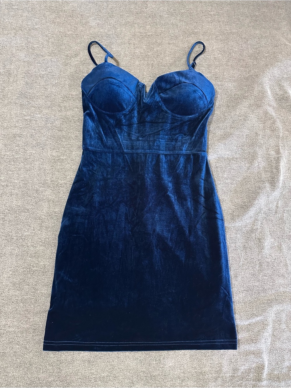 Lulu's Deep Blue Slip Dress with Bustier
